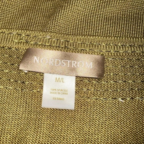 Nordstrom,M/L, 100%spun silk sequin, open asymmetric, long sleeve cardigan - Picture 9 of 9